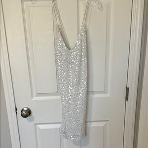 White Silver Sequin Dress
